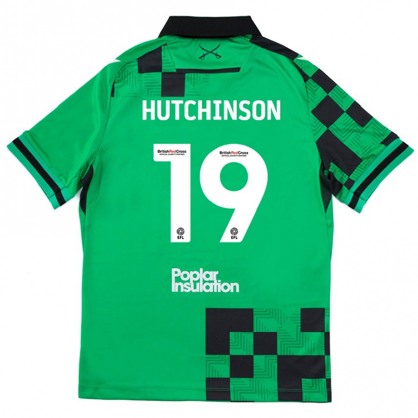 Kids Football Isaac Hutchinson #19 Green Black Away Jersey 2024/25 T-Shirt Australia