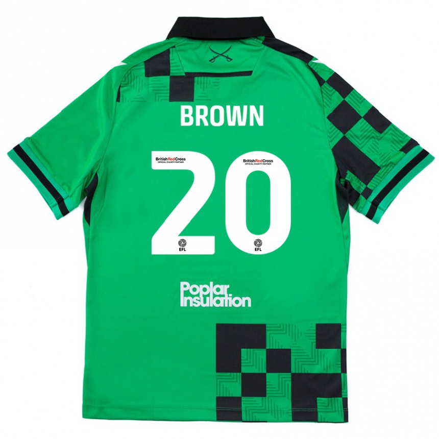 Kids Football Jevani Brown #20 Green Black Away Jersey 2024/25 T-Shirt Australia