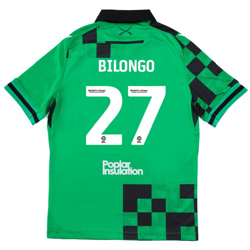 Kids Football Bryant Bilongo #27 Green Black Away Jersey 2024/25 T-Shirt Australia