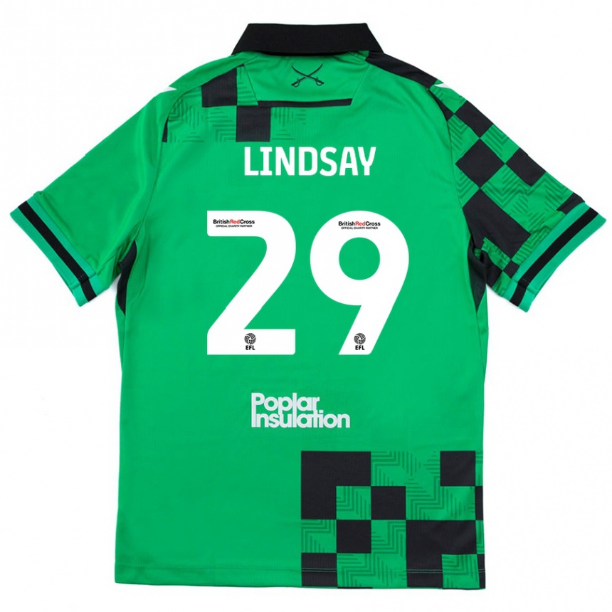 Kids Football Jamie Lindsay #29 Green Black Away Jersey 2024/25 T-Shirt Australia