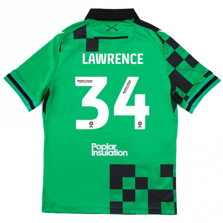 Kids Football Jerry Lawrence #34 Green Black Away Jersey 2024/25 T-Shirt Australia