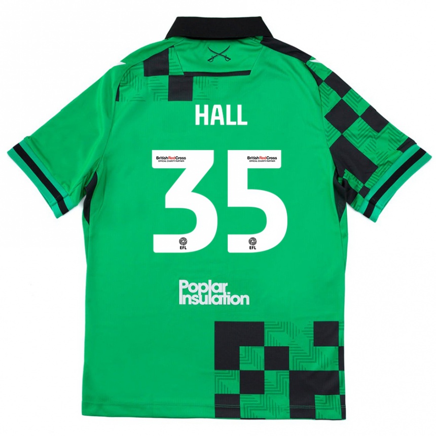 Kids Football Matt Hall #35 Green Black Away Jersey 2024/25 T-Shirt Australia