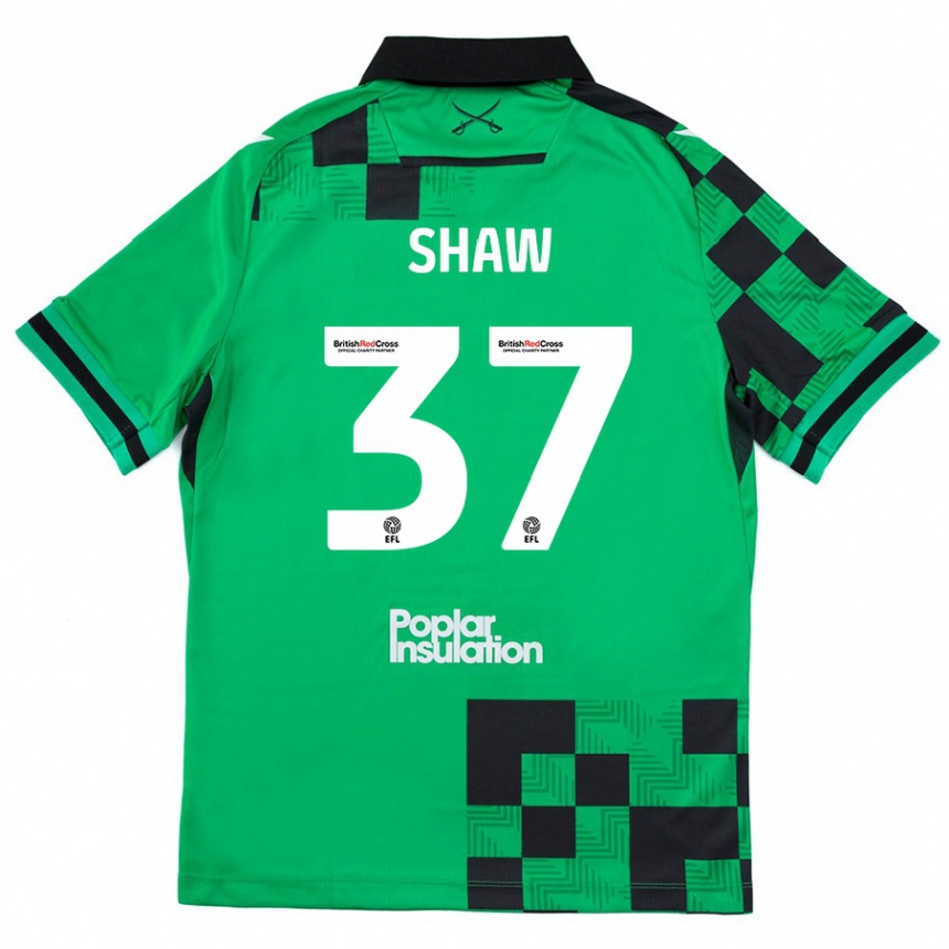 Kids Football Kofi Shaw #37 Green Black Away Jersey 2024/25 T-Shirt Australia