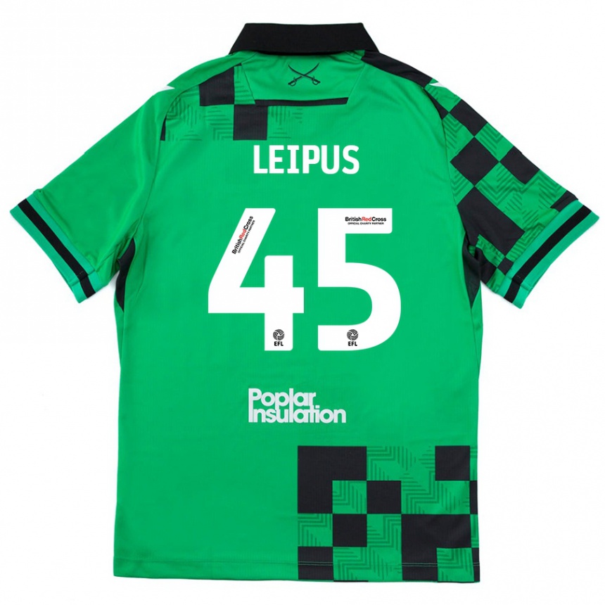 Kids Football Brooklyn Leipus #45 Green Black Away Jersey 2024/25 T-Shirt Australia