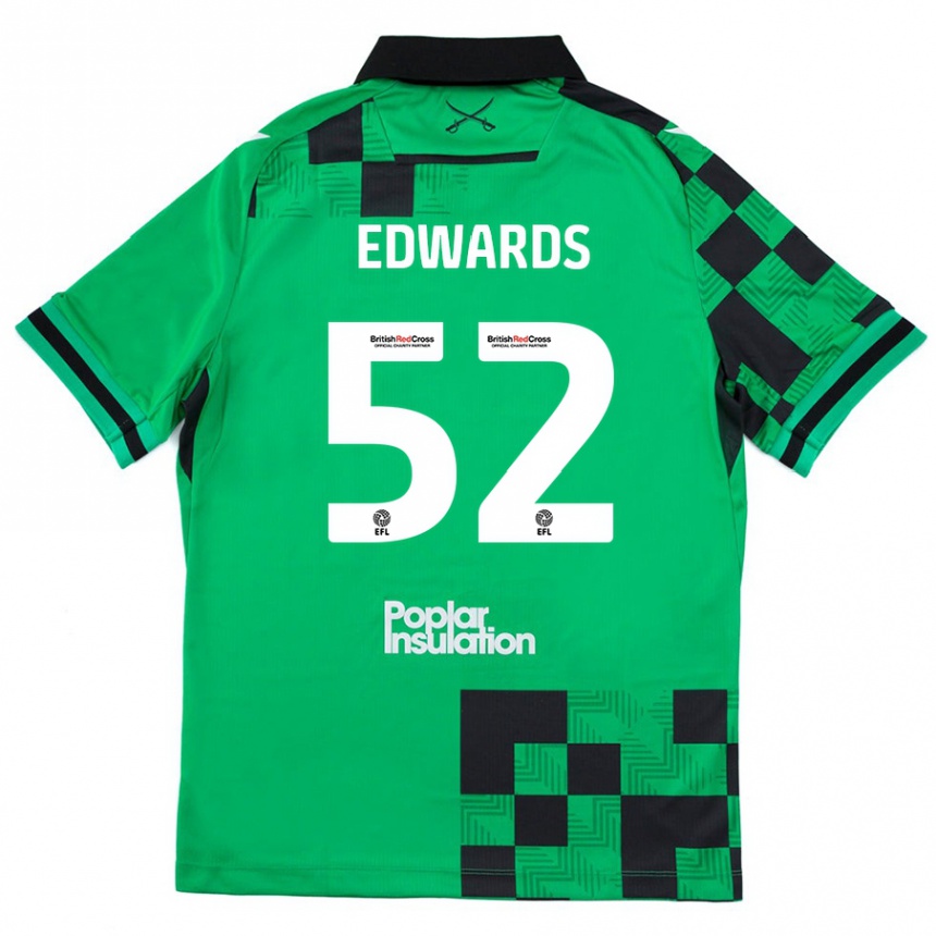 Kids Football Max Edwards #52 Green Black Away Jersey 2024/25 T-Shirt Australia