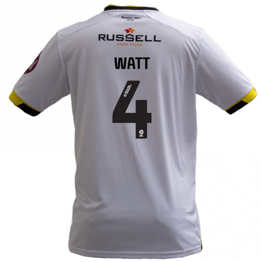 Kids Football Elliot Watt #4 White Away Jersey 2024/25 T-Shirt Australia