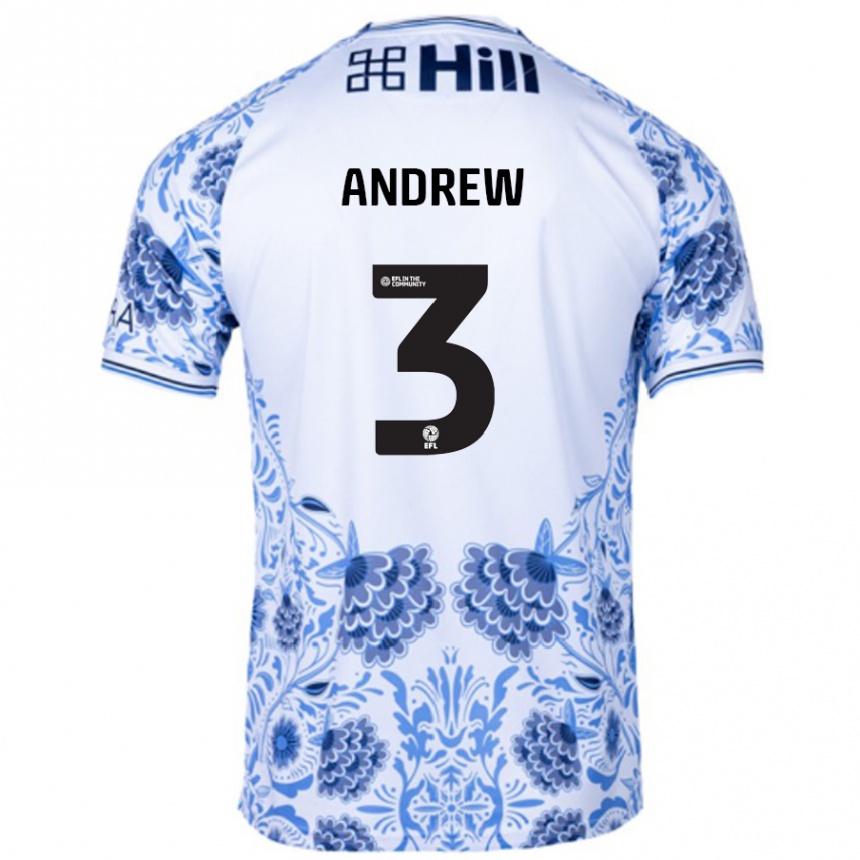 Kids Football Danny Andrew #3 White Blue Away Jersey 2024/25 T-Shirt Australia