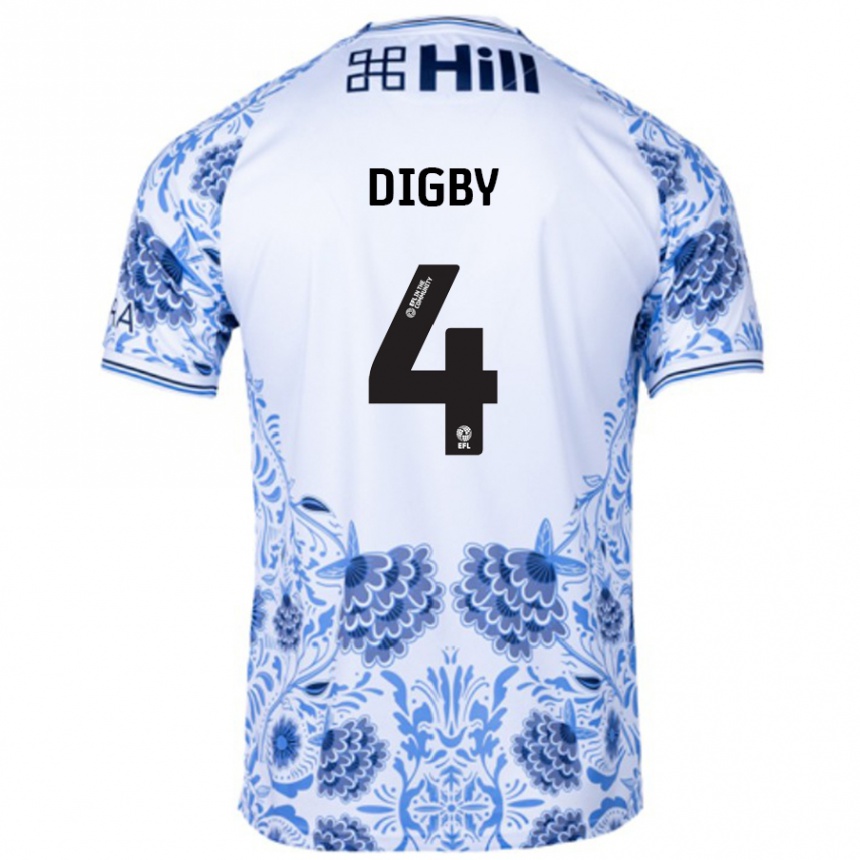 Kids Football Paul Digby #4 White Blue Away Jersey 2024/25 T-Shirt Australia