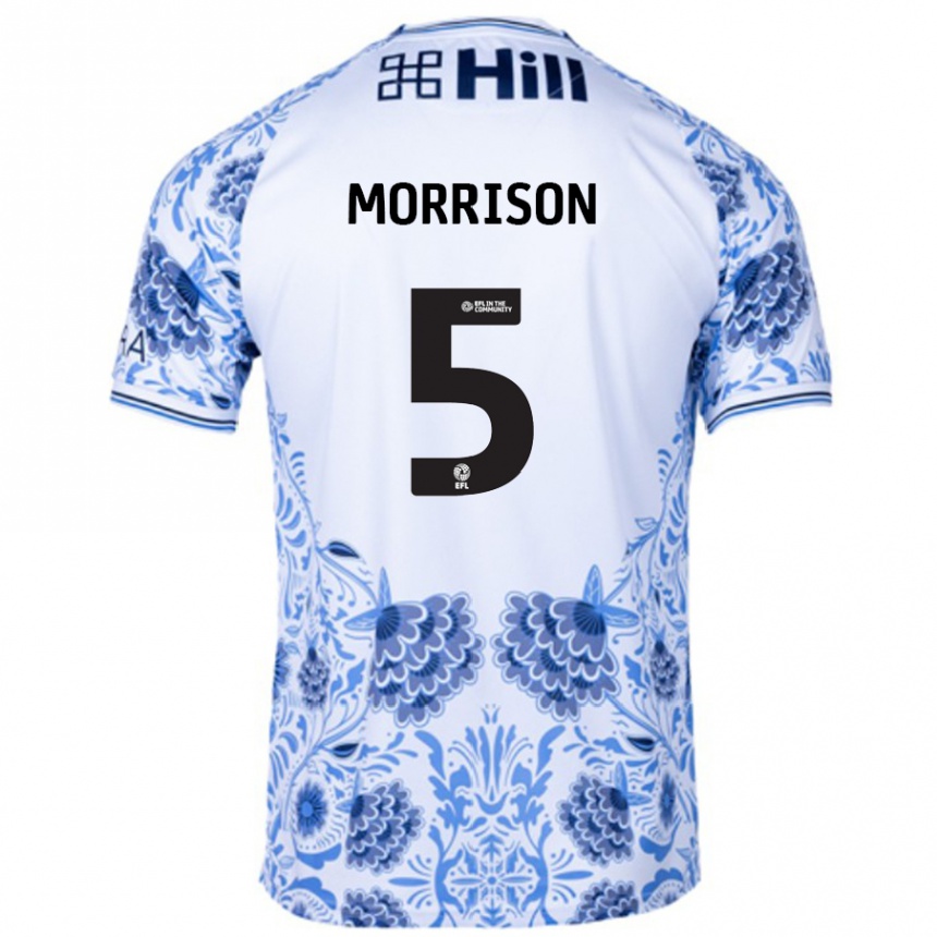 Kids Football Michael Morrison #5 White Blue Away Jersey 2024/25 T-Shirt Australia