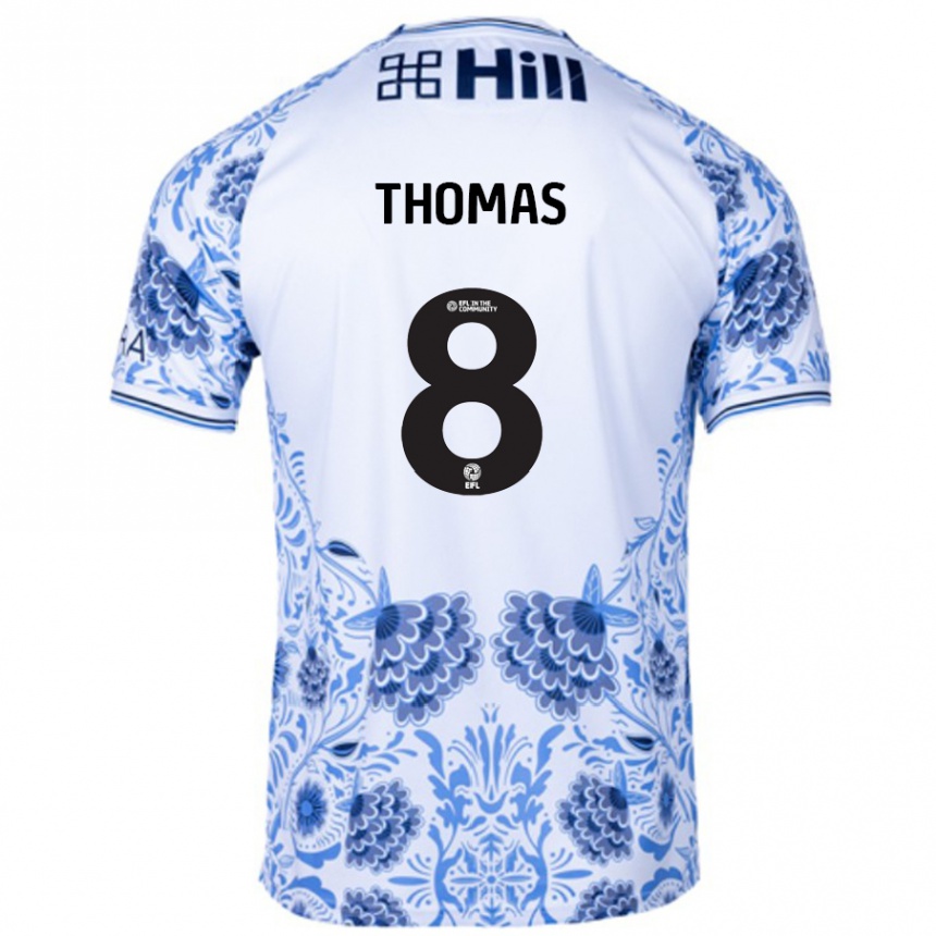 Kids Football George Thomas #8 White Blue Away Jersey 2024/25 T-Shirt Australia