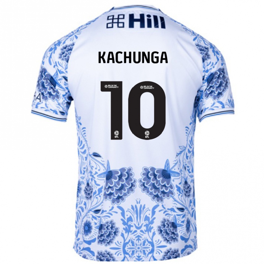 Kids Football Elias Kachunga #10 White Blue Away Jersey 2024/25 T-Shirt Australia