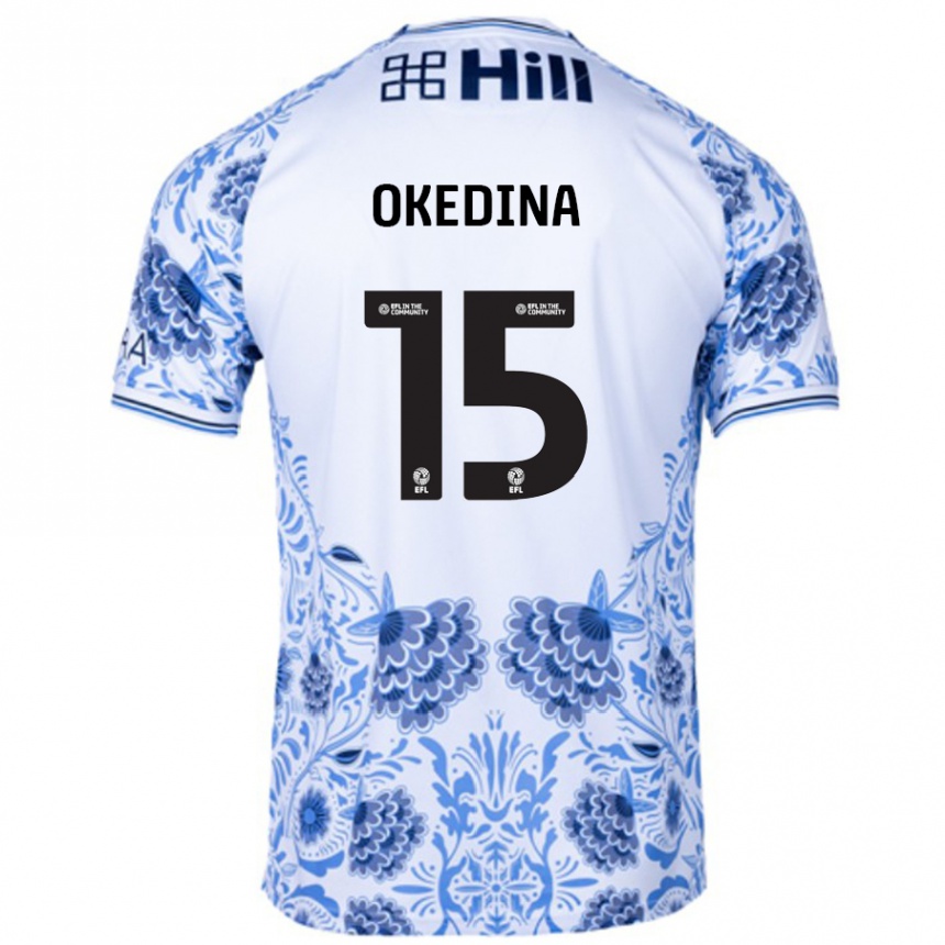 Kids Football Jubril Okedina #15 White Blue Away Jersey 2024/25 T-Shirt Australia