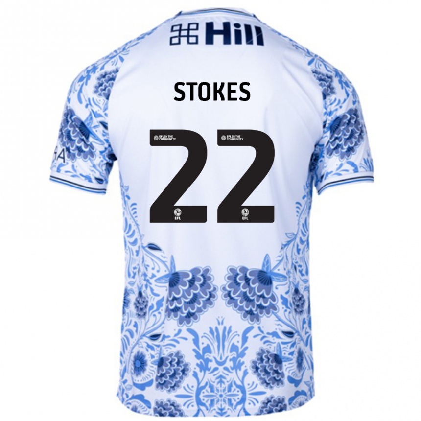 Kids Football Josh Stokes #22 White Blue Away Jersey 2024/25 T-Shirt Australia