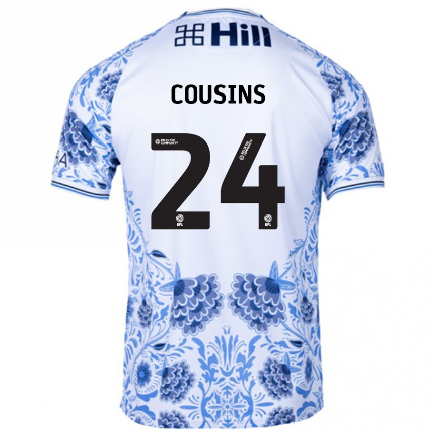 Kids Football Jordan Cousins #24 White Blue Away Jersey 2024/25 T-Shirt Australia