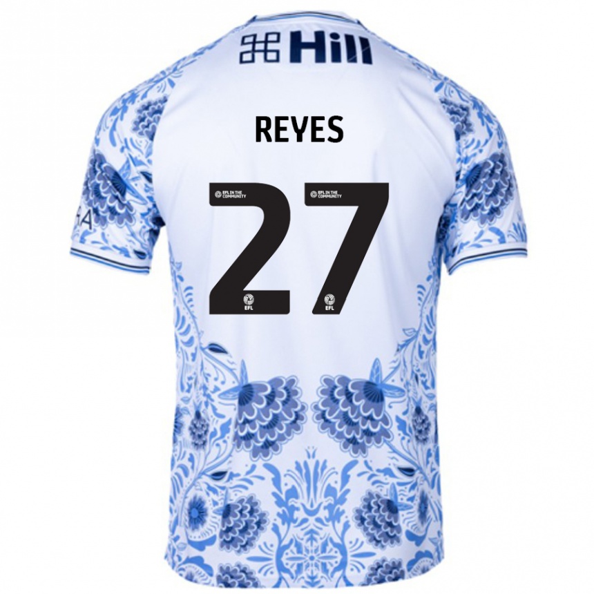 Kids Football Vicente Reyes #27 White Blue Away Jersey 2024/25 T-Shirt Australia