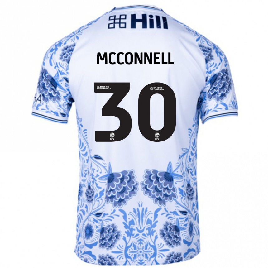 Kids Football Glenn Mcconnell #30 White Blue Away Jersey 2024/25 T-Shirt Australia