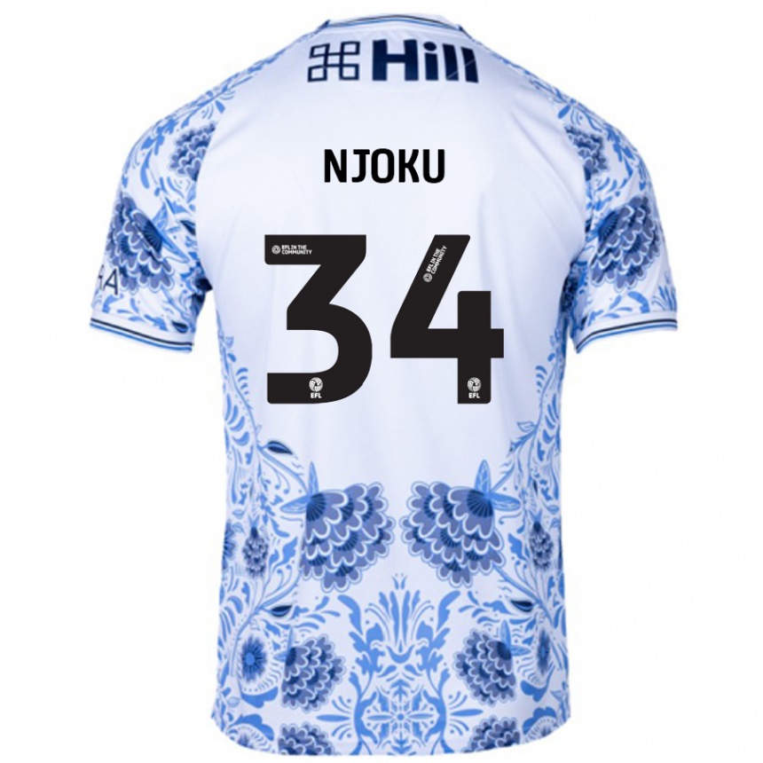 Kids Football Brandon Njoku #34 White Blue Away Jersey 2024/25 T-Shirt Australia