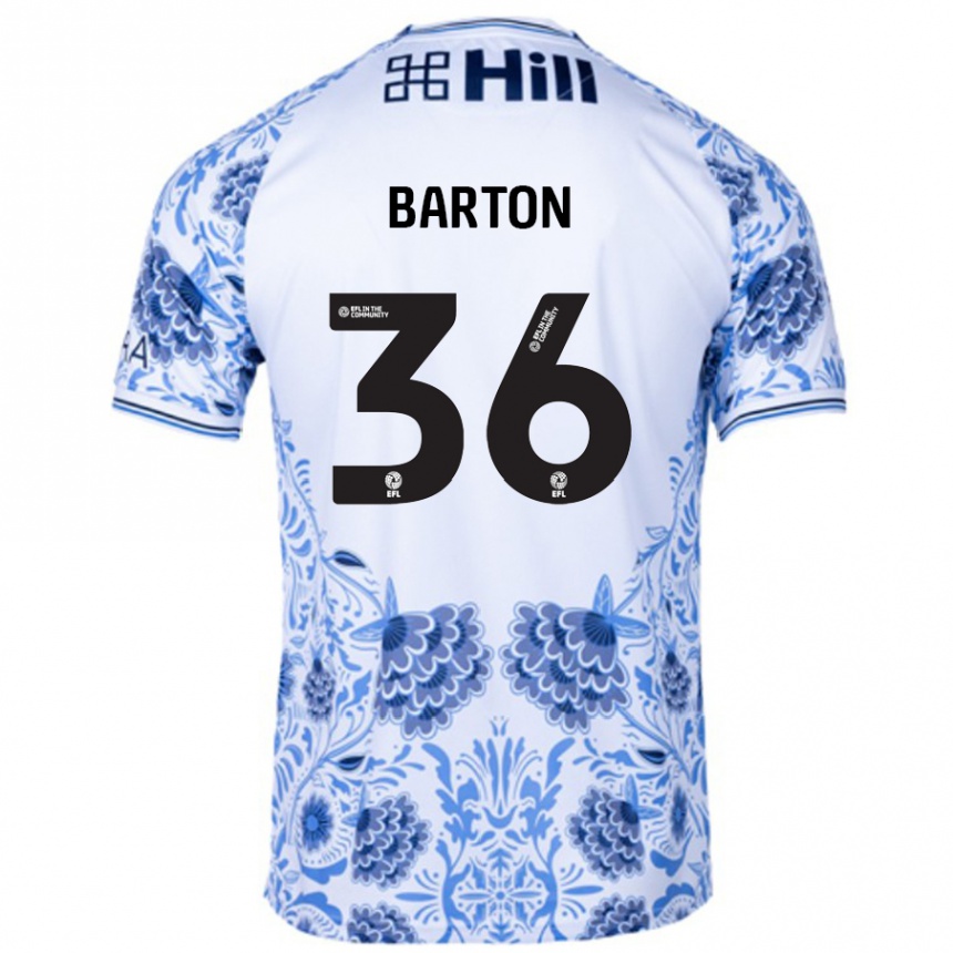 Kids Football Dan Barton #36 White Blue Away Jersey 2024/25 T-Shirt Australia