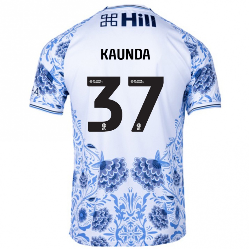 Kids Football Amaru Kaunda #37 White Blue Away Jersey 2024/25 T-Shirt Australia