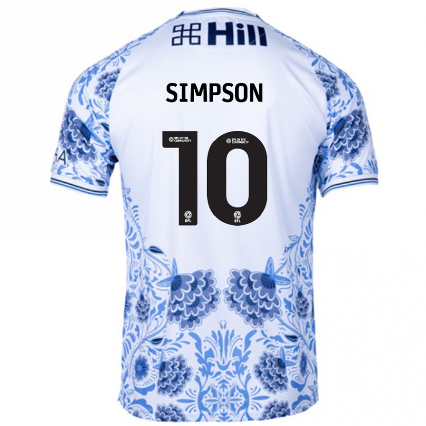 Kids Football Harley-Jean Simpson #10 White Blue Away Jersey 2024/25 T-Shirt Australia