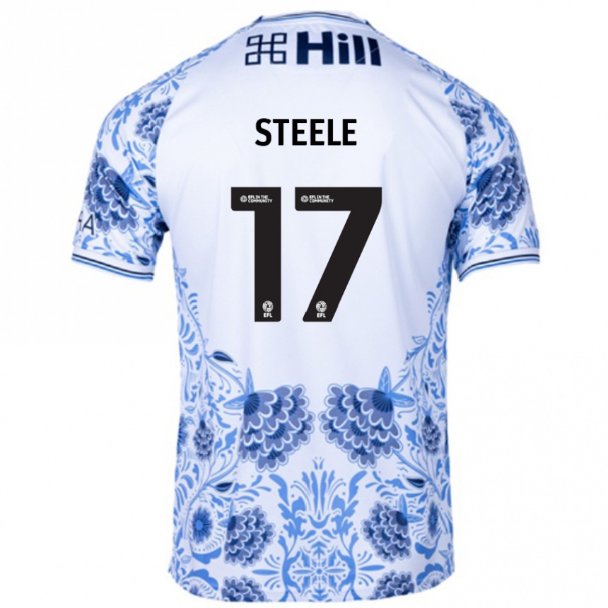 Kids Football Fran Steele #17 White Blue Away Jersey 2024/25 T-Shirt Australia