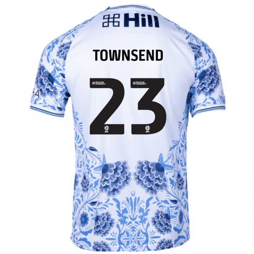 Kids Football Eleanor Townsend #23 White Blue Away Jersey 2024/25 T-Shirt Australia