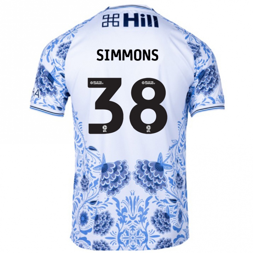 Kids Football Bella Simmons #38 White Blue Away Jersey 2024/25 T-Shirt Australia