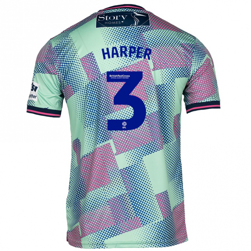 Kids Football Cameron Harper #3 Green Away Jersey 2024/25 T-Shirt Australia