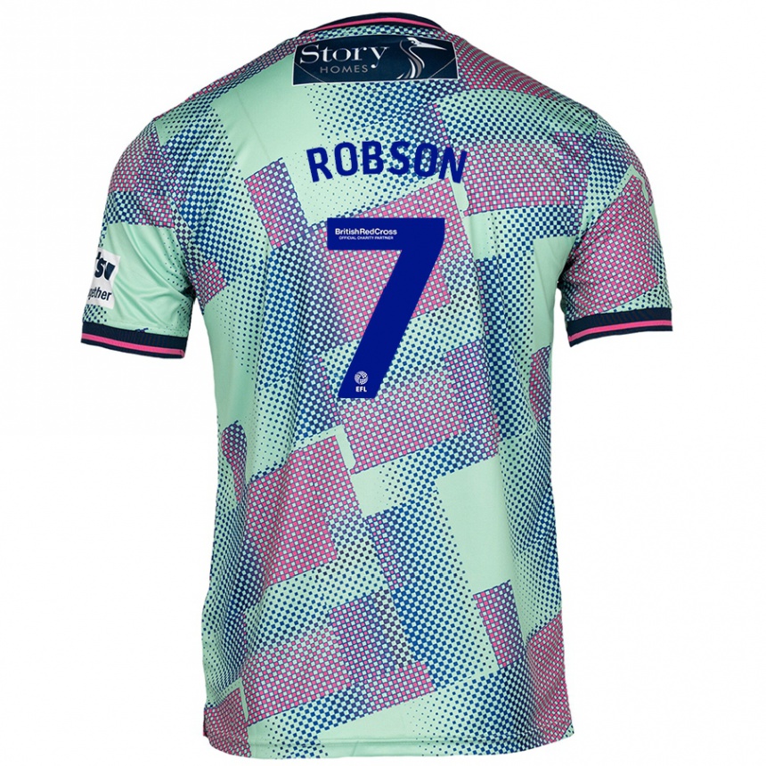 Kids Football Ethan Robson #7 Green Away Jersey 2024/25 T-Shirt Australia