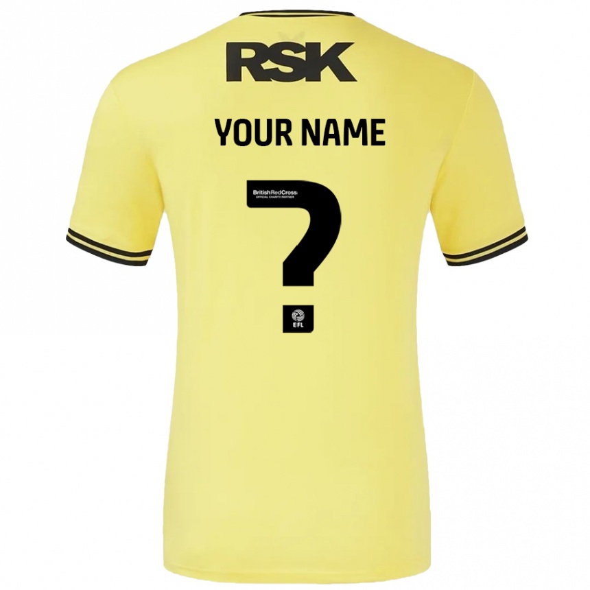 Kids Football Your Name #0 Yellow Black Away Jersey 2024/25 T-Shirt Australia