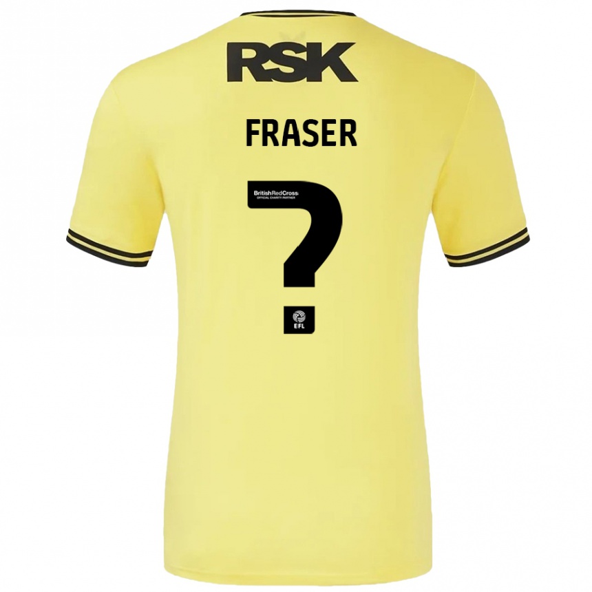 Kids Football Scott Fraser #0 Yellow Black Away Jersey 2024/25 T-Shirt Australia