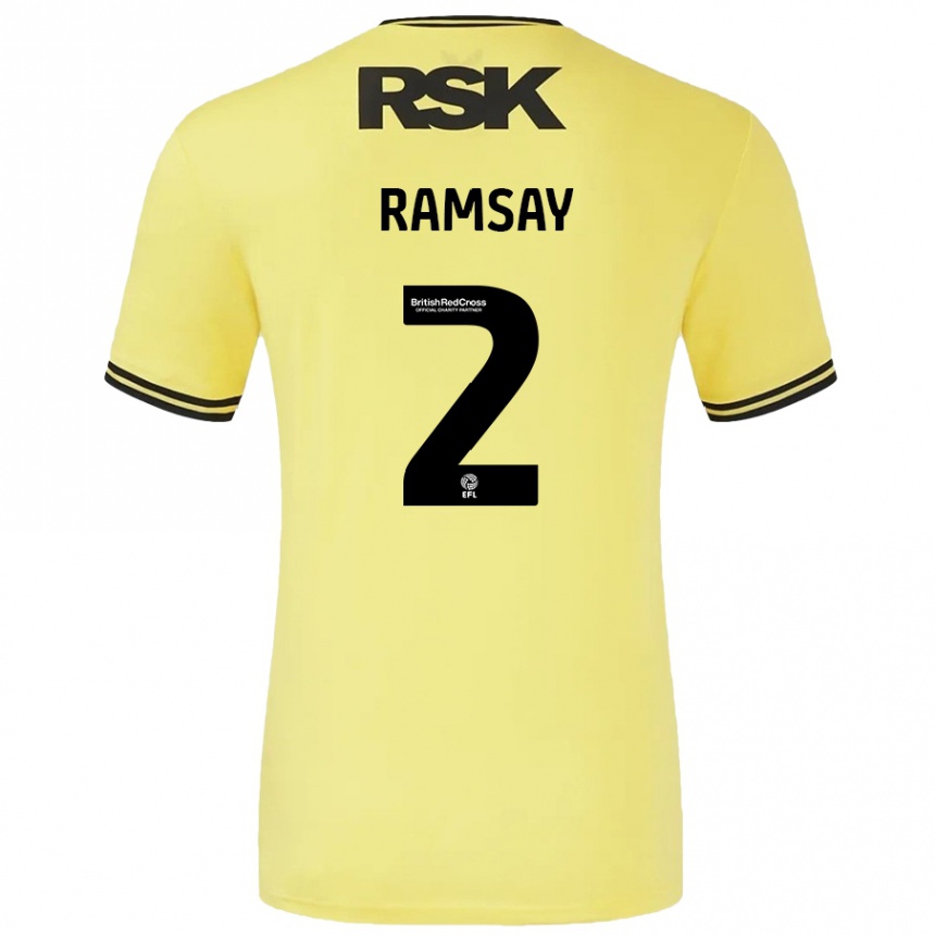 Kids Football Kayne Ramsay #2 Yellow Black Away Jersey 2024/25 T-Shirt Australia