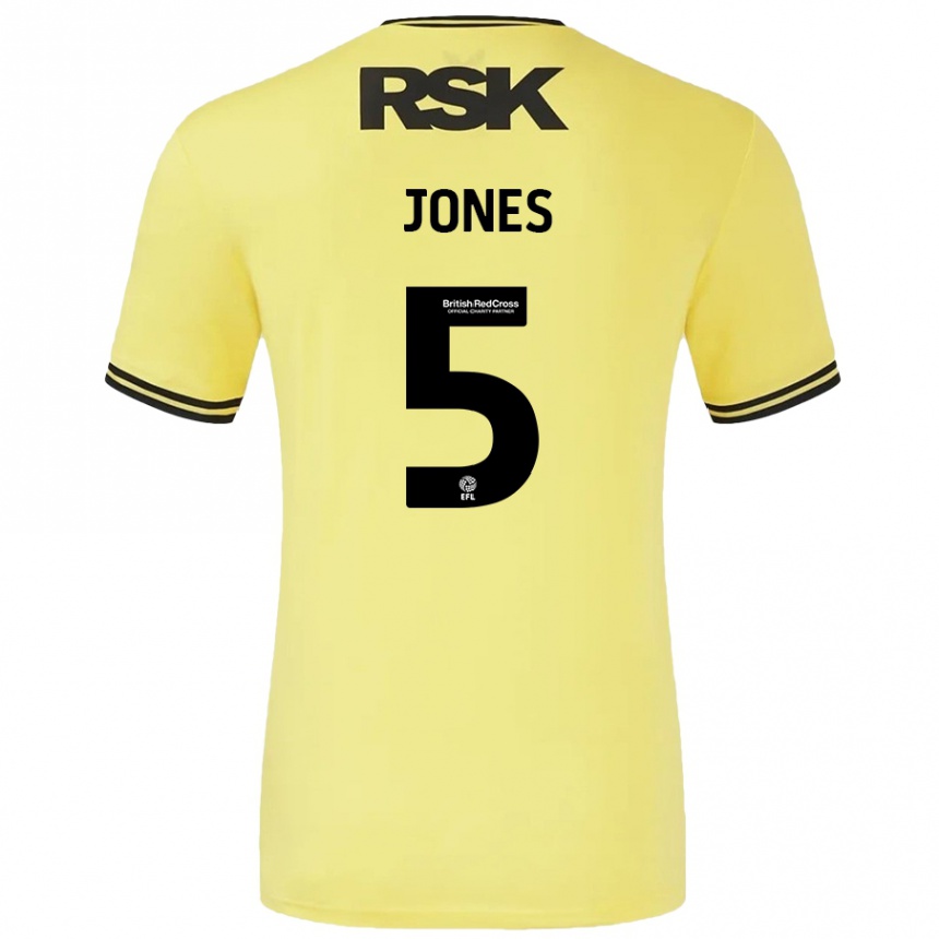 Kids Football Lloyd Jones #5 Yellow Black Away Jersey 2024/25 T-Shirt Australia