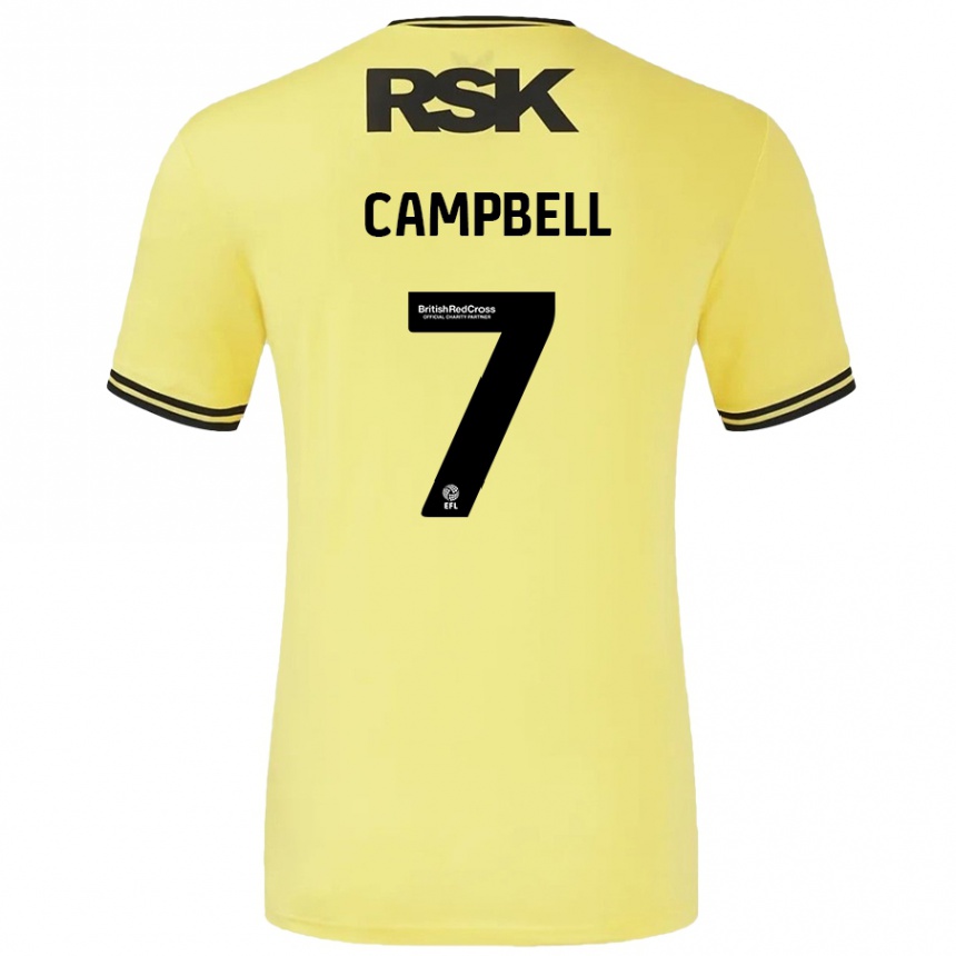 Kids Football Tyreece Campbell #7 Yellow Black Away Jersey 2024/25 T-Shirt Australia