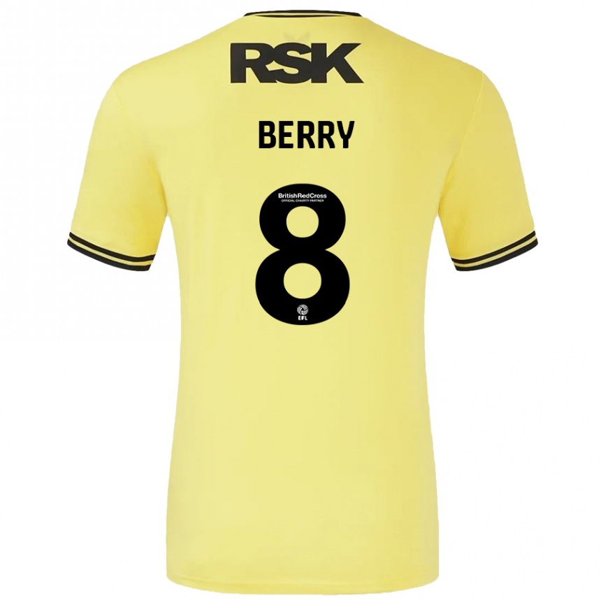 Kids Football Luke Berry #8 Yellow Black Away Jersey 2024/25 T-Shirt Australia