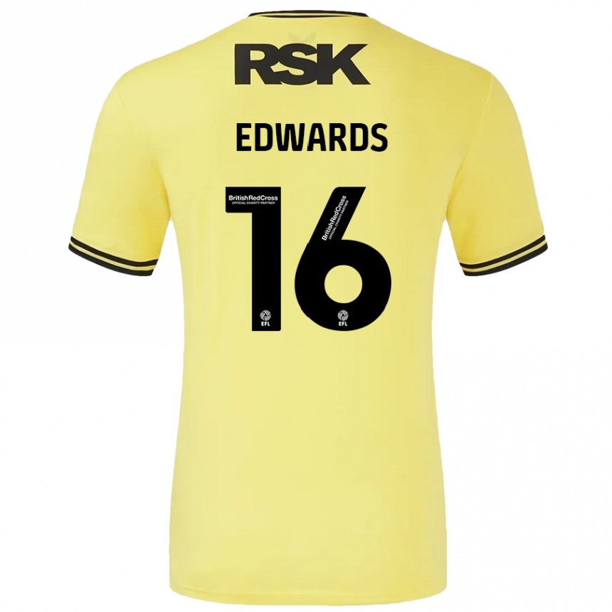 Kids Football Josh Edwards #16 Yellow Black Away Jersey 2024/25 T-Shirt Australia