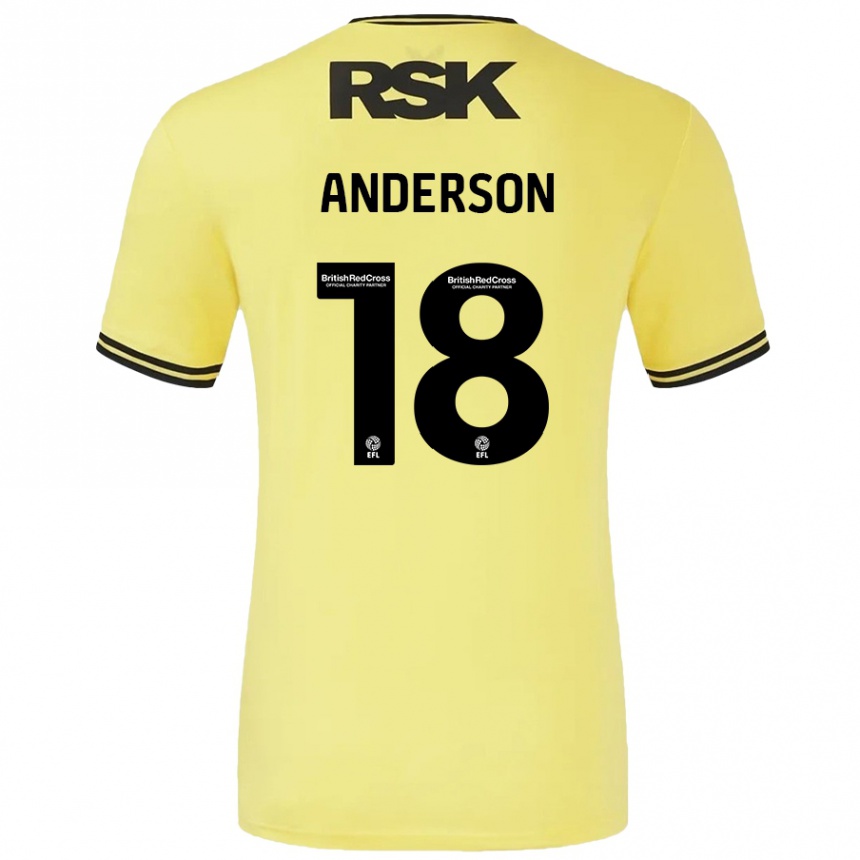 Kids Football Karoy Anderson #18 Yellow Black Away Jersey 2024/25 T-Shirt Australia