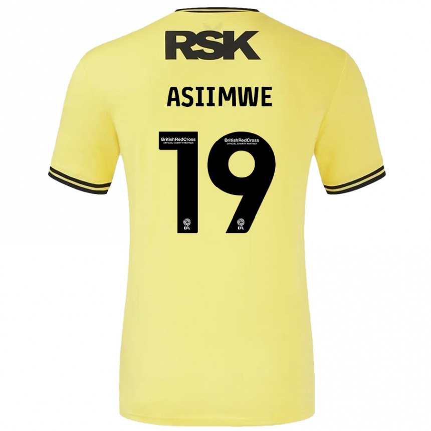 Kids Football Nathan Asiimwe #19 Yellow Black Away Jersey 2024/25 T-Shirt Australia