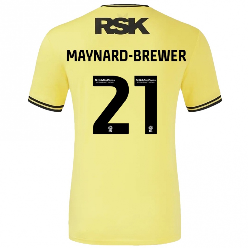 Kids Football Ashley Maynard-Brewer #21 Yellow Black Away Jersey 2024/25 T-Shirt Australia