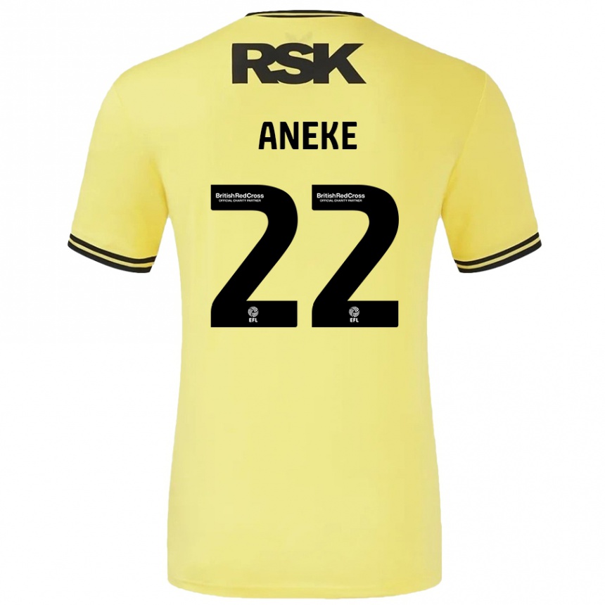 Kids Football Chuks Aneke #22 Yellow Black Away Jersey 2024/25 T-Shirt Australia