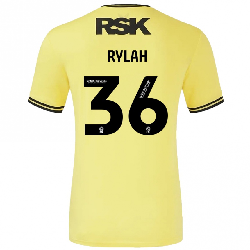 Kids Football Henry Rylah #36 Yellow Black Away Jersey 2024/25 T-Shirt Australia