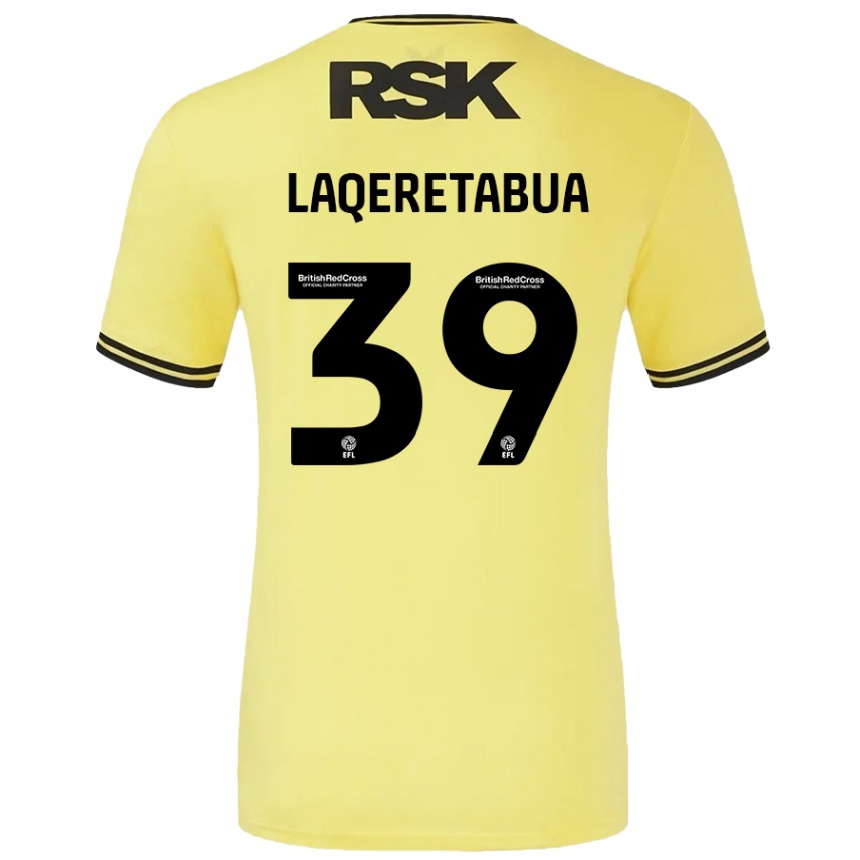 Kids Football Josh Laqeretabua #39 Yellow Black Away Jersey 2024/25 T-Shirt Australia