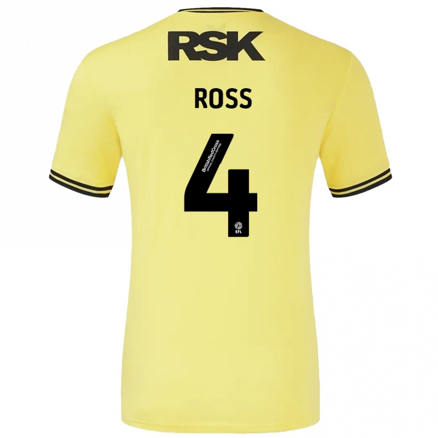 Kids Football Mia Ross #4 Yellow Black Away Jersey 2024/25 T-Shirt Australia