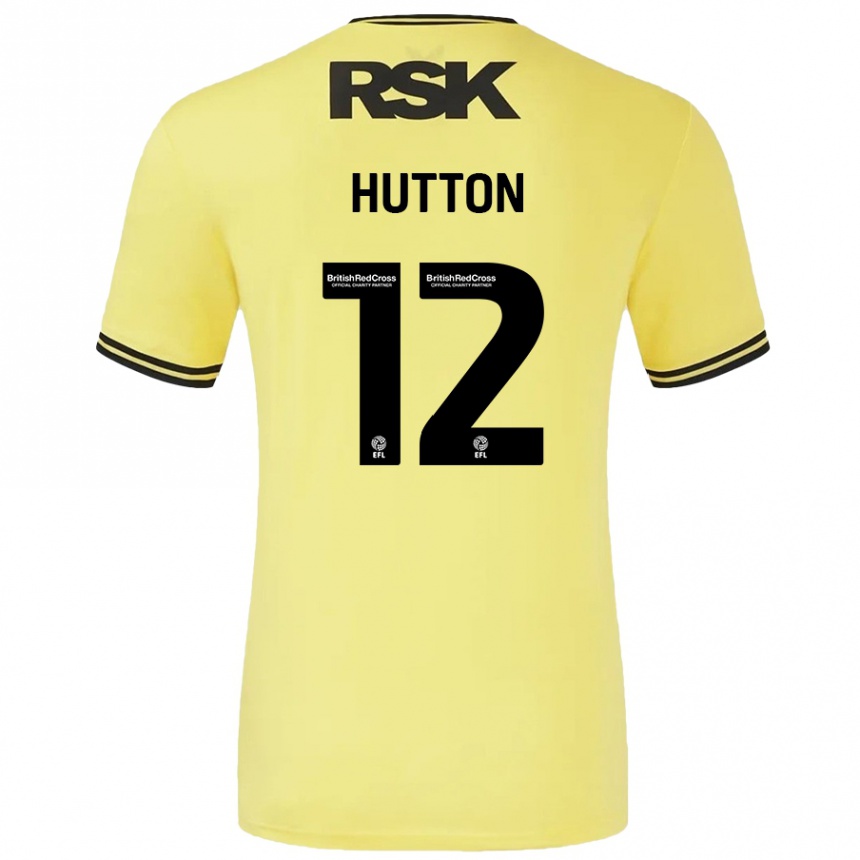 Kids Football Jodie Hutton #12 Yellow Black Away Jersey 2024/25 T-Shirt Australia