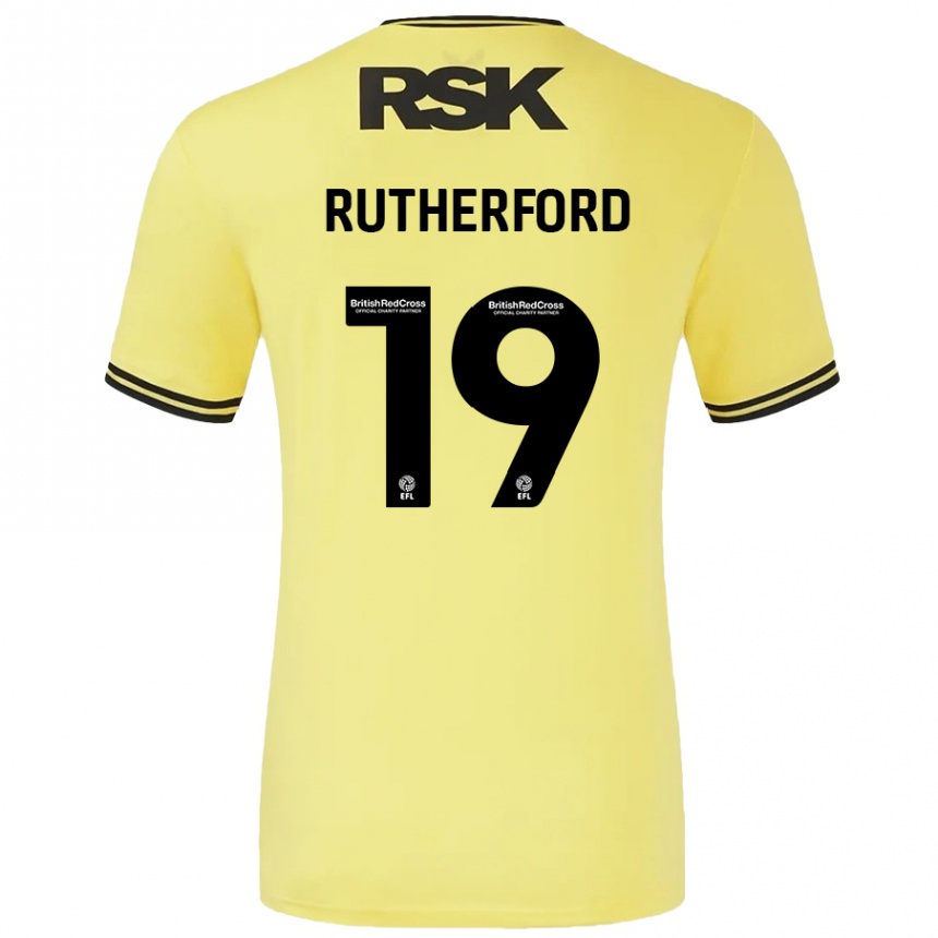 Kids Football Ella Rutherford #19 Yellow Black Away Jersey 2024/25 T-Shirt Australia