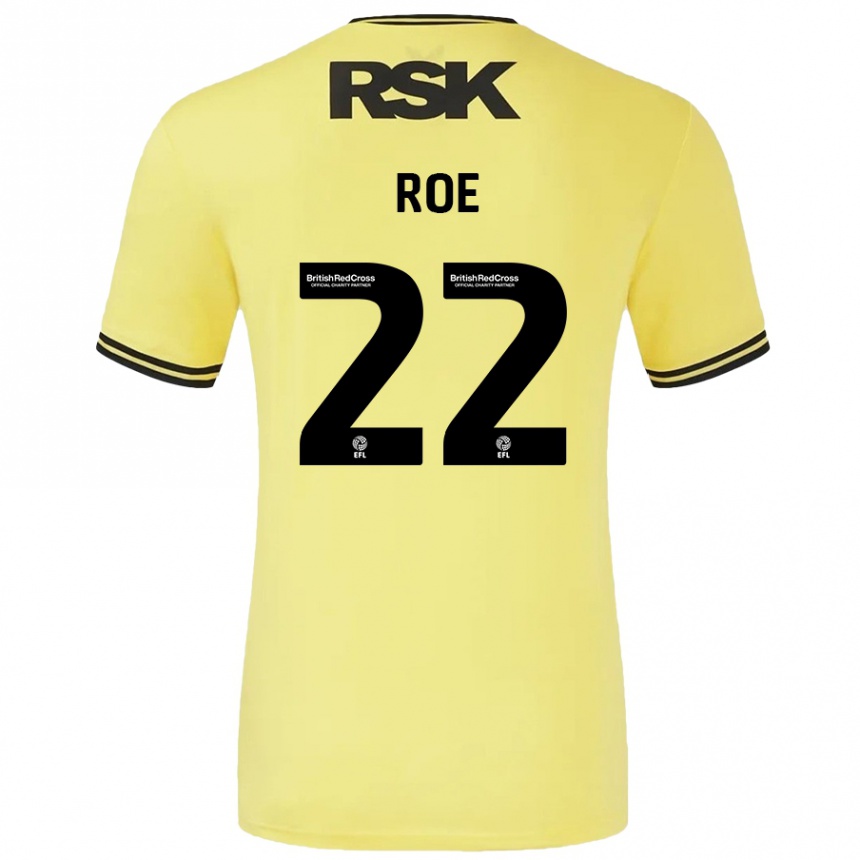 Kids Football Bethan Roe #22 Yellow Black Away Jersey 2024/25 T-Shirt Australia