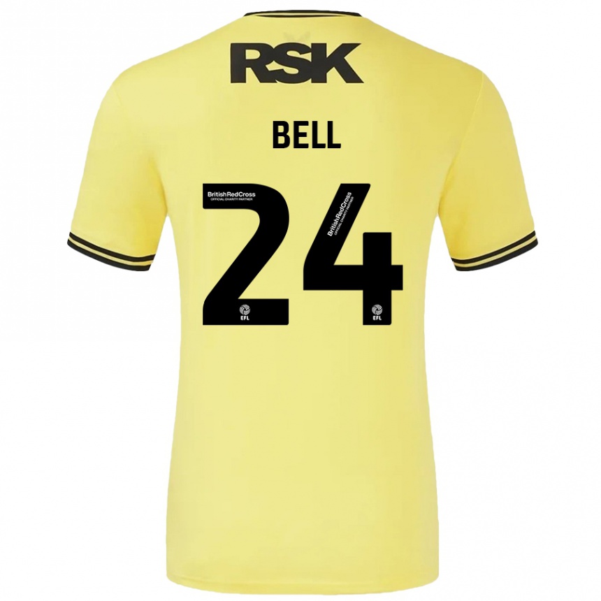 Kids Football Taylor Bell #24 Yellow Black Away Jersey 2024/25 T-Shirt Australia