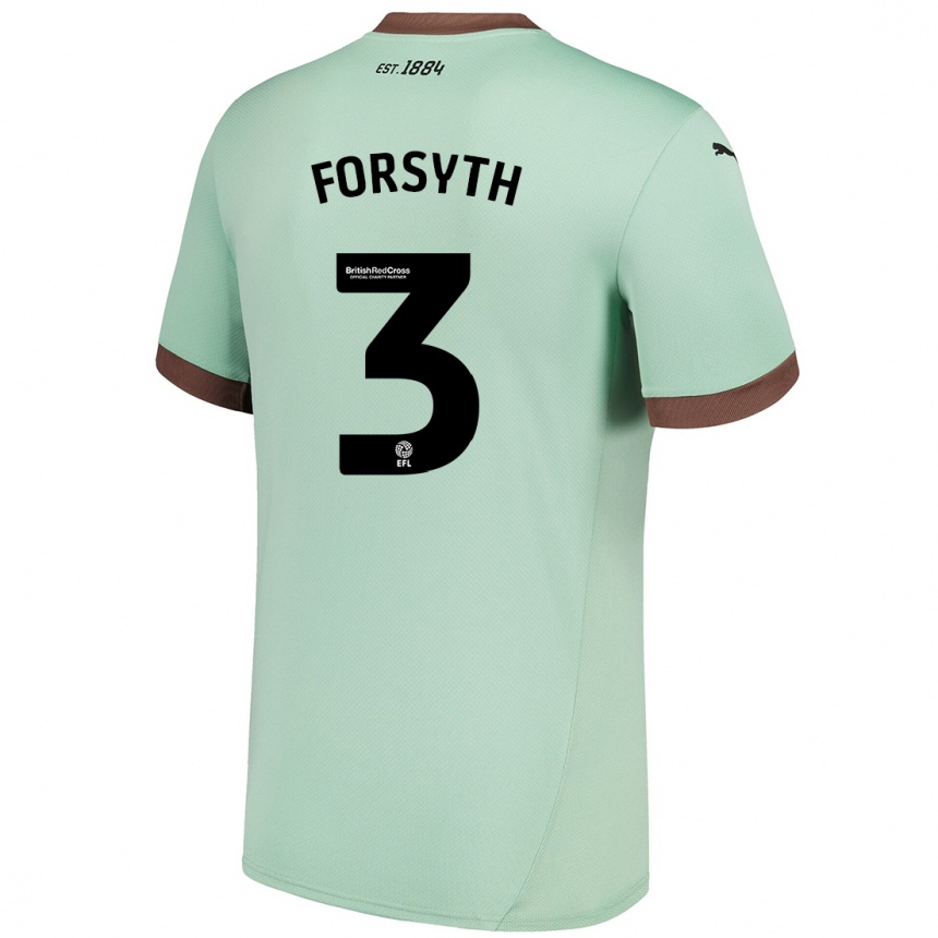 Kids Football Craig Forsyth #3 Pale Green Away Jersey 2024/25 T-Shirt Australia