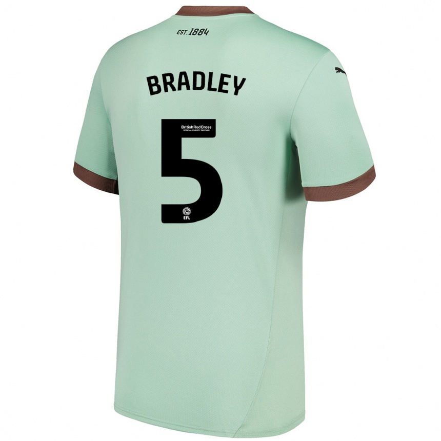 Kids Football Sonny Bradley #5 Pale Green Away Jersey 2024/25 T-Shirt Australia