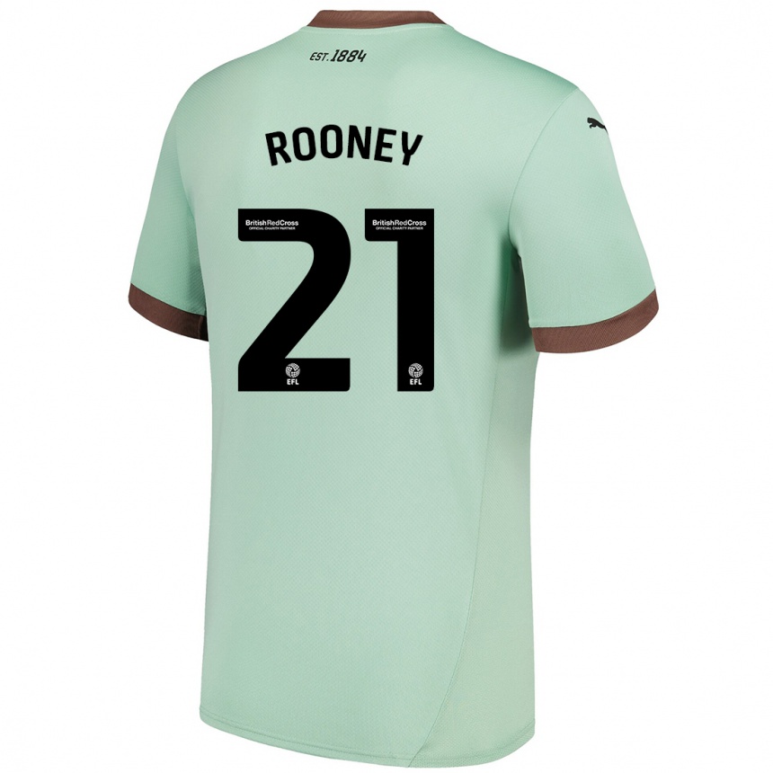 Kids Football Jake Rooney #21 Pale Green Away Jersey 2024/25 T-Shirt Australia